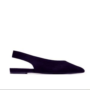 Everlane V-Slingback Black Suede Flats